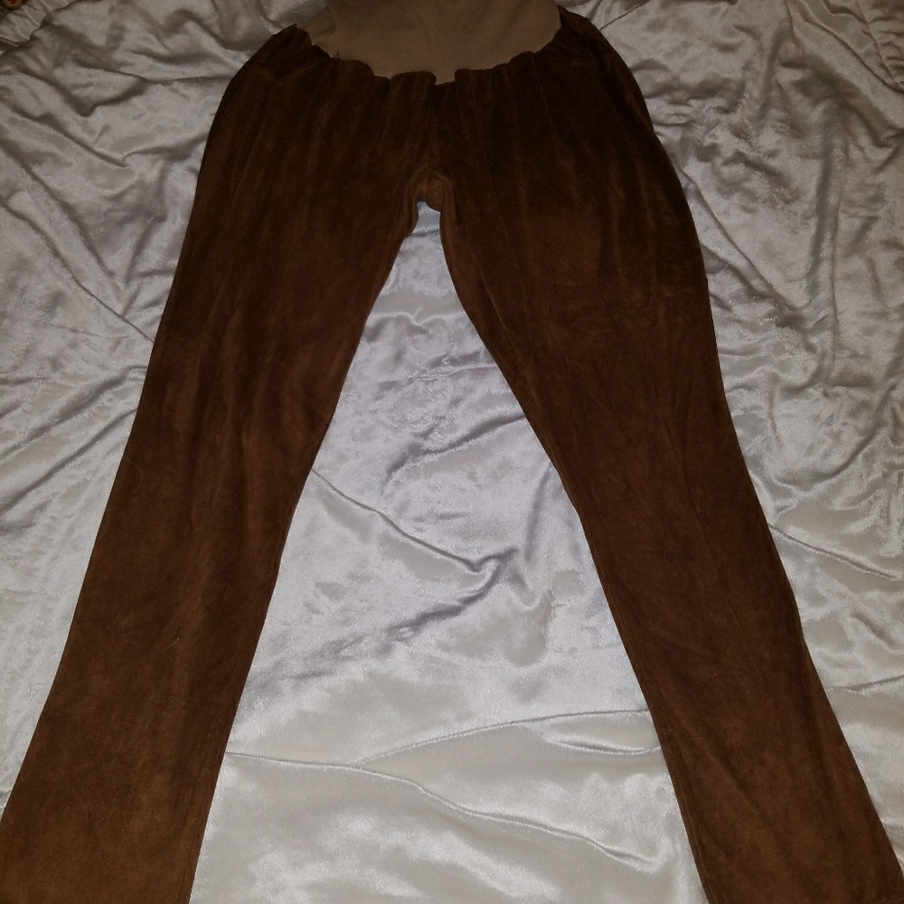 Faux suede camel motherhood maternity pants